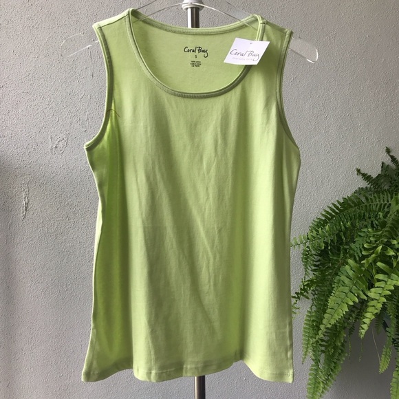 Coral Bay Every Day Tank size S green sleeveless crew neck 100% cotton - Picture 3 of 7